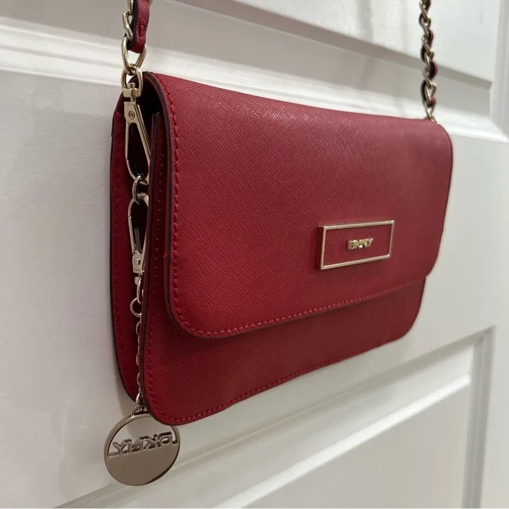 DKNY Saffiano Leather Red Crossbody Bag